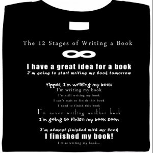 stages of writing a book, tshirts for writers