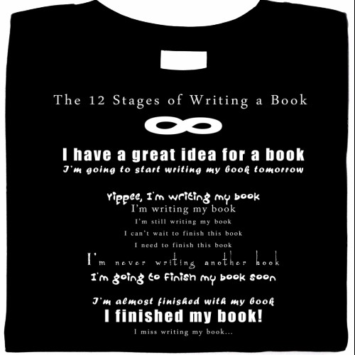 stages of writing a book, tshirts for writers