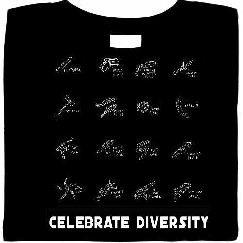 Celebrate Diversity - Sci-Fi Weapons Shirt 